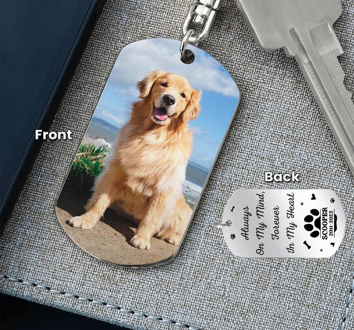 Always On My Mind, Forever In My Heart - Dog Memorial Keychain - Memorial Gifts 4u