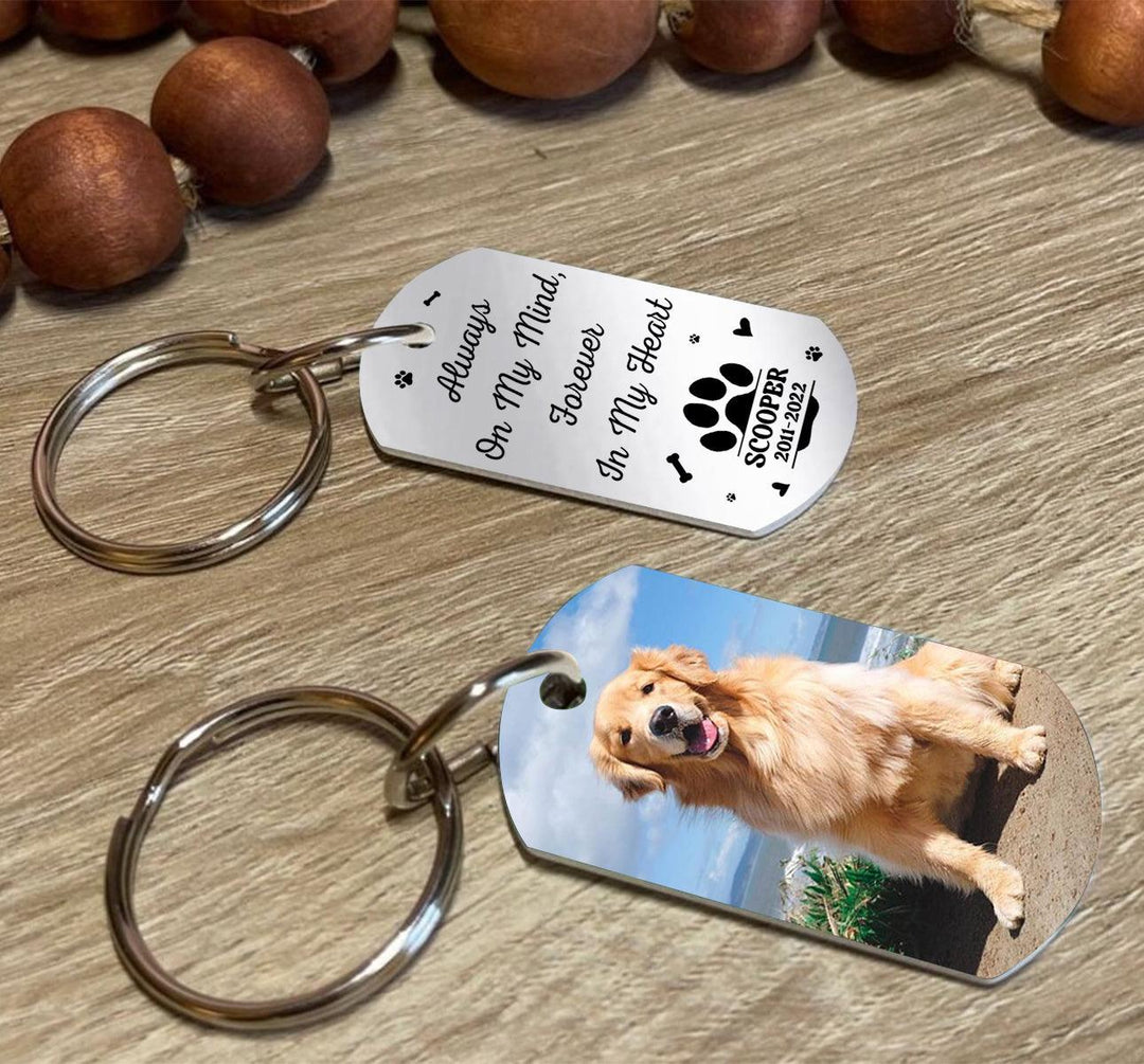 Always On My Mind, Forever In My Heart - Dog Memorial Keychain - Memorial Gifts 4u