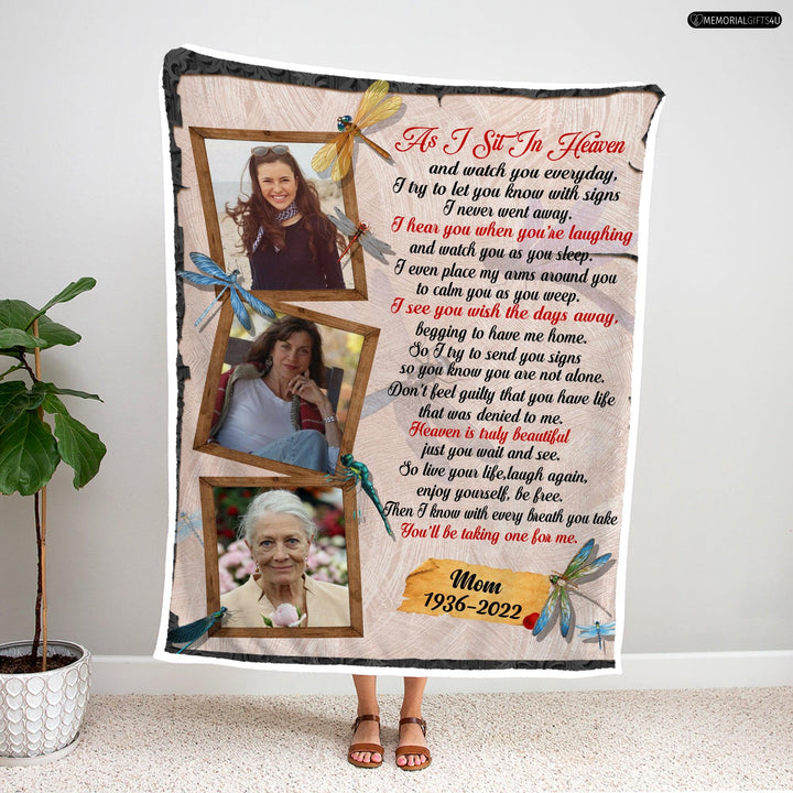 As I Sit In Heaven - In Loving Memory Gifts For Loss Of Mother Fleece Blanket