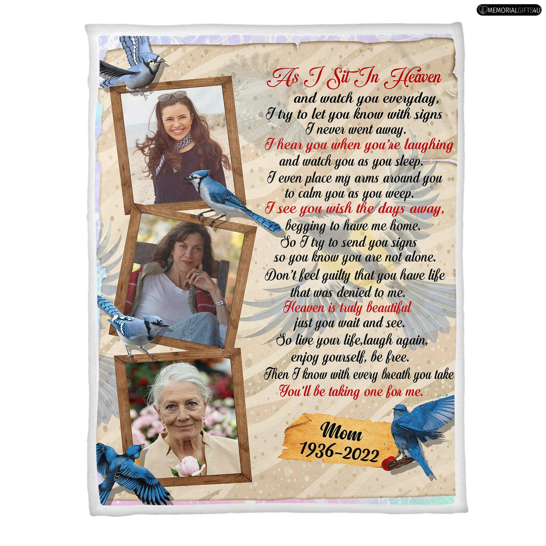 As I Sit In Heaven - In Loving Memory Gifts For Loss Of Mother Fleece Blanket