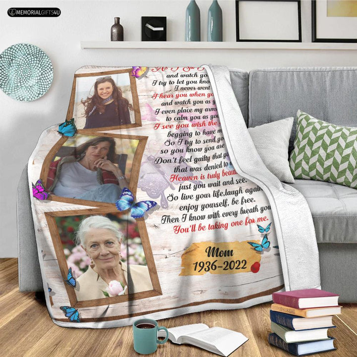 As I Sit In Heaven - In Loving Memory Gifts For Loss Of Mother Fleece Blanket