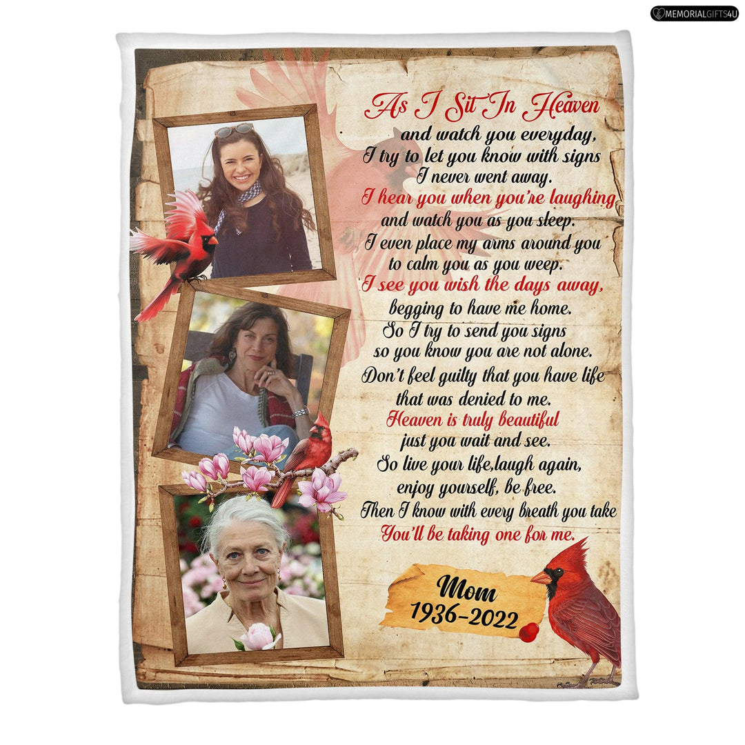 As I Sit In Heaven - In Loving Memory Gifts For Loss Of Mother Fleece Blanket