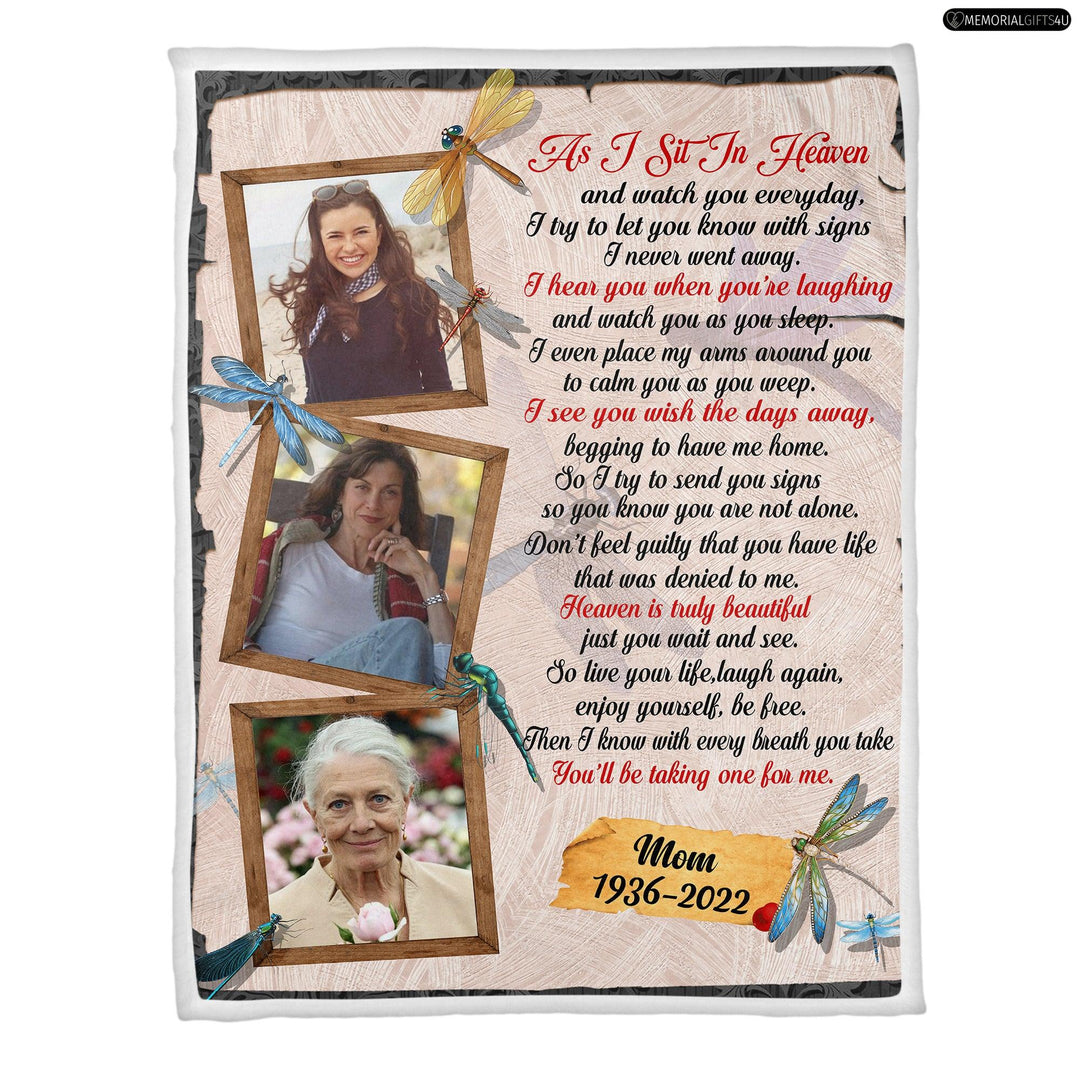 As I Sit In Heaven - In Loving Memory Gifts For Loss Of Mother Fleece Blanket