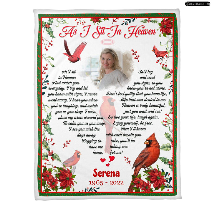 As I Sit In Heaven - Personalized Condolence Gifts For Loss Of Mother Fleece Blanket