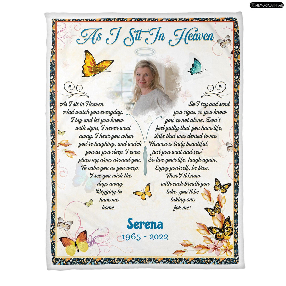As I Sit In Heaven - Personalized Condolence Gifts For Loss Of Mother Fleece Blanket