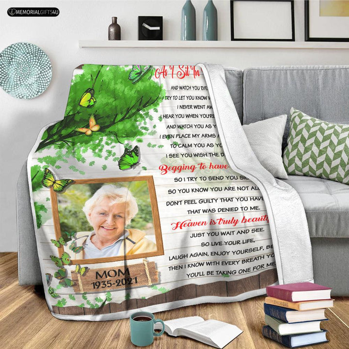 As I Sit In Heaven - Personalized In Loving Memory Gifts For Loss Of Mother Fleece Blanket
