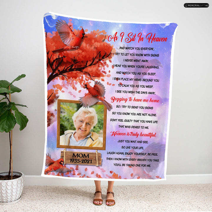 As I Sit In Heaven - Personalized In Loving Memory Gifts For Loss Of Mother Fleece Blanket