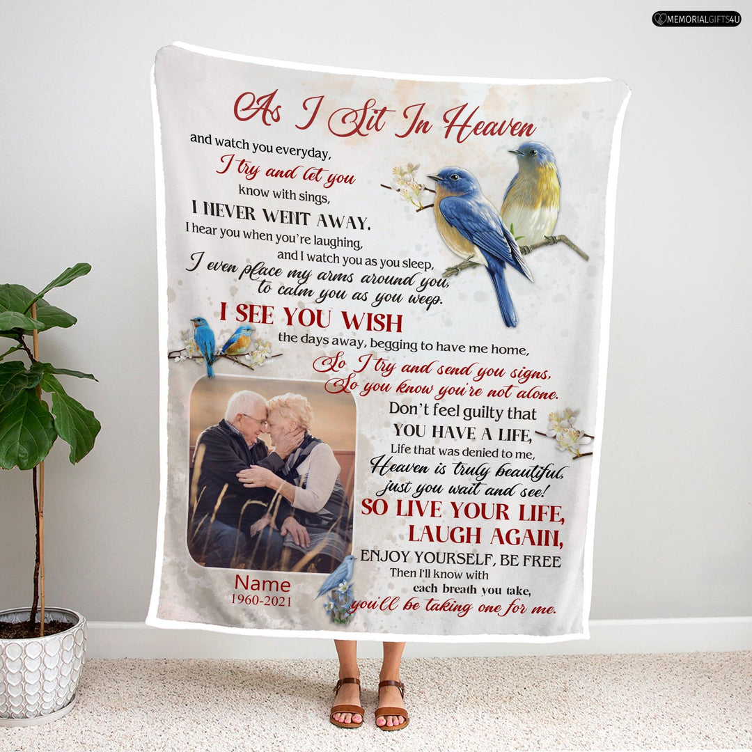 As I Sit In Heaven - Personalized Remembrance Gifts For Loss Of Mother Fleece Blanket