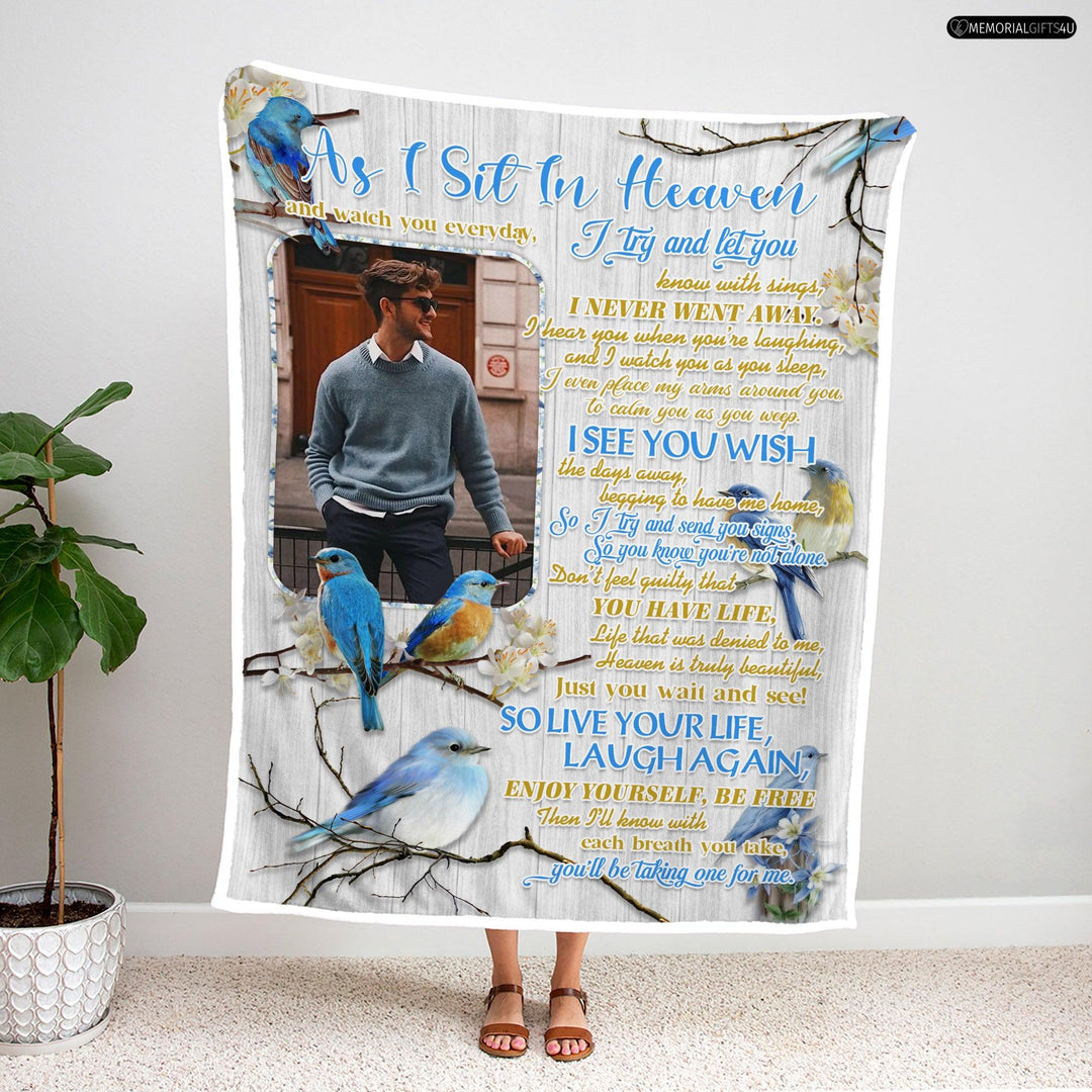 As I Sit In Heaven Poem - Personalized Condolence Gifts For Loss Of Mother Fleece Blanket