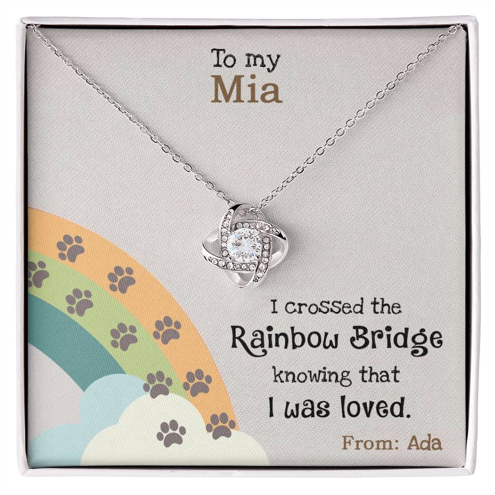 I Crossed The Rainbow Bridge Dog Memorial Gifts - Message Necklace