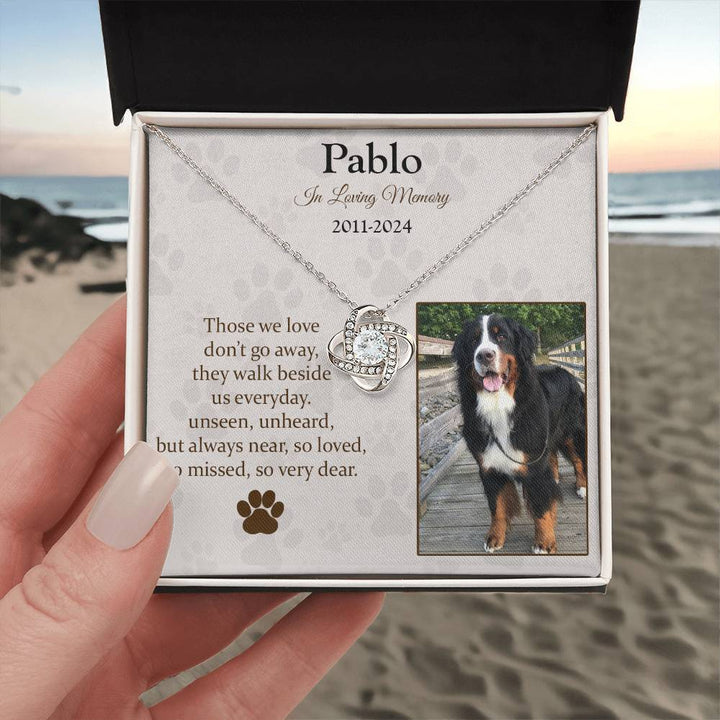 Those We Love Don't Go Away Dog Memorial Gifts - Message Necklace