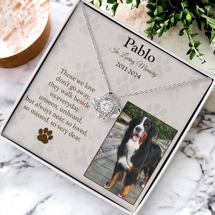 Those We Love Don't Go Away Dog Memorial Gifts - Message Necklace