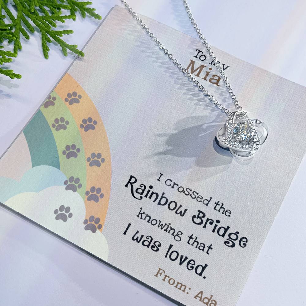 I Crossed The Rainbow Bridge Dog Memorial Gifts - Message Necklace