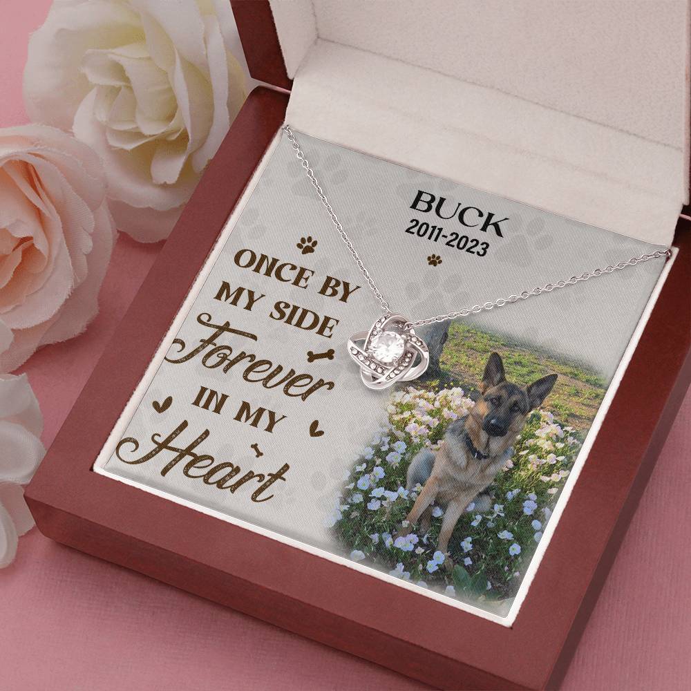 Once By My Side Forever In My Heart Dog Memorial Gifts - Message Necklace