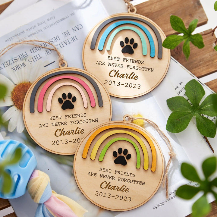 Best Friends Are Never Forgotten - Rainbow Bridge Dog Memorial Ornament