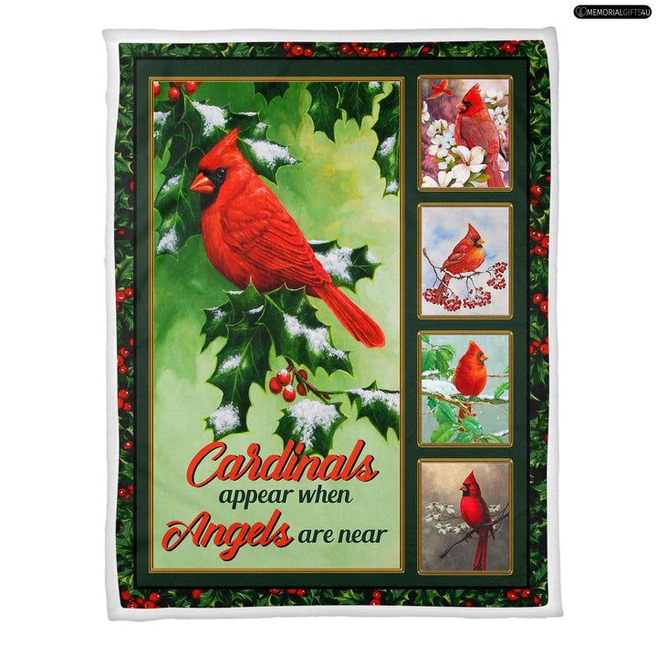 Cardinals Appear When Angels Are Near - Memorial Gifts For Loss of Mother Fleece Blanket
