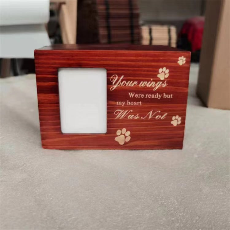 Pet Memorial Wooden Box for Dog, Wooden Funeral Cremation Urns with Photo Frame, Memorial Keepsake Memory Box, Loss Pet Memorial Remembrance Gift