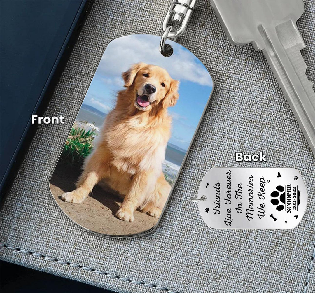 Friends Live Forever In The Memories We Keep - Dog Memorial Keychain