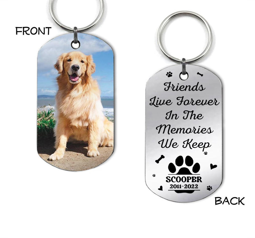 Friends Live Forever In The Memories We Keep - Dog Memorial Keychain - Memorial Gifts 4u