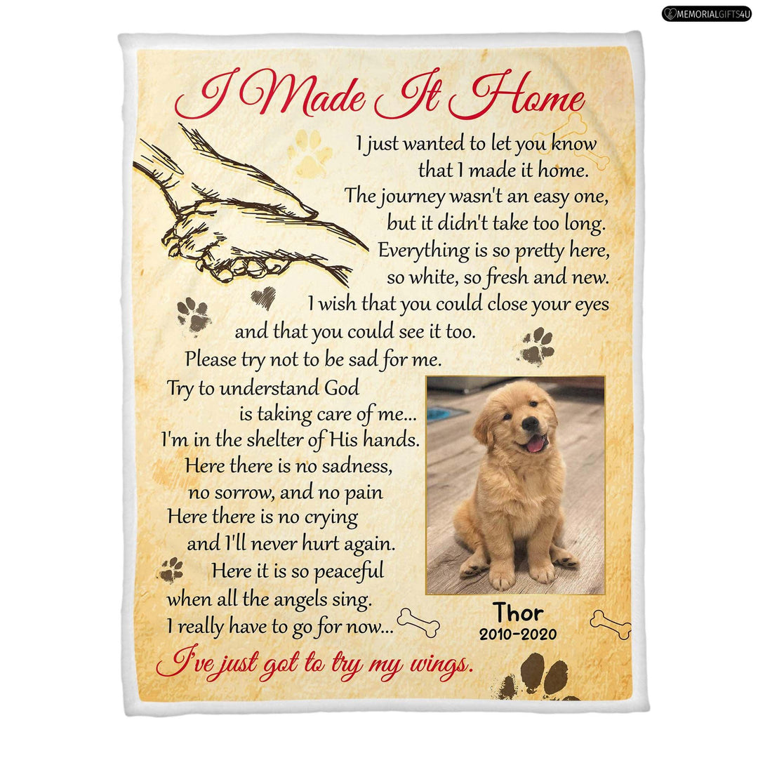 I Made It Home Poem - Dog Memory Blanket - Memorial Gifts 4u