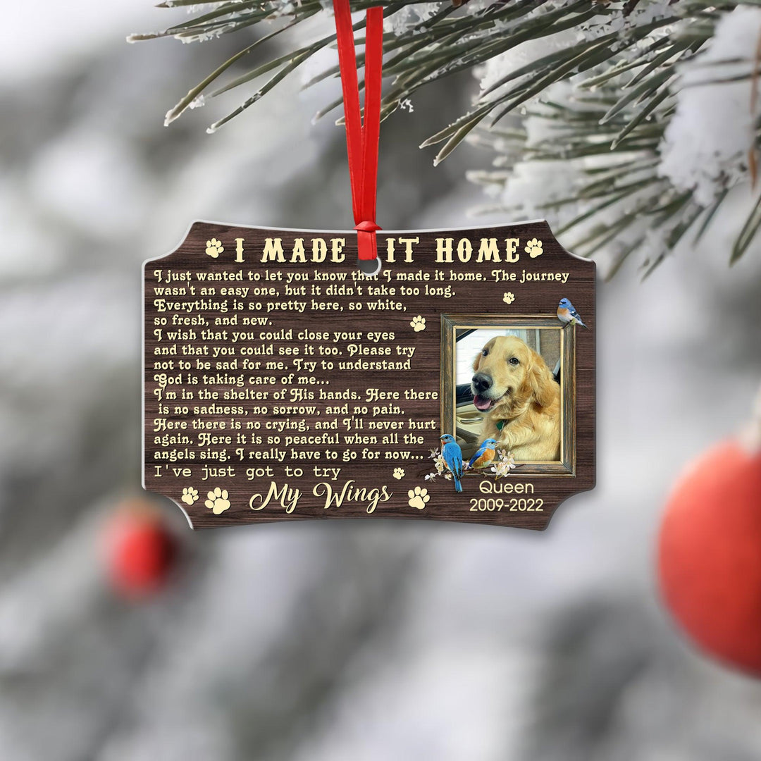 I Made It Home - Scalloped Aluminum Dog Memorial Ornament
