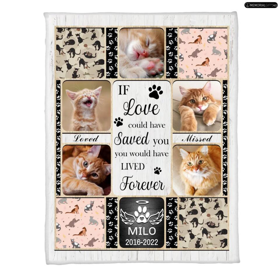 Lived Forever - Personalized Cat remembrance gifts Fleece Blanket
