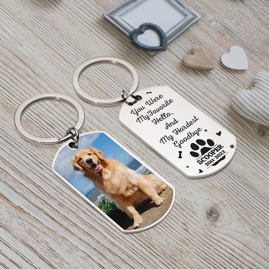 My Favorite Hello And My Hardest Goodbye - Dog Memorial Keychain