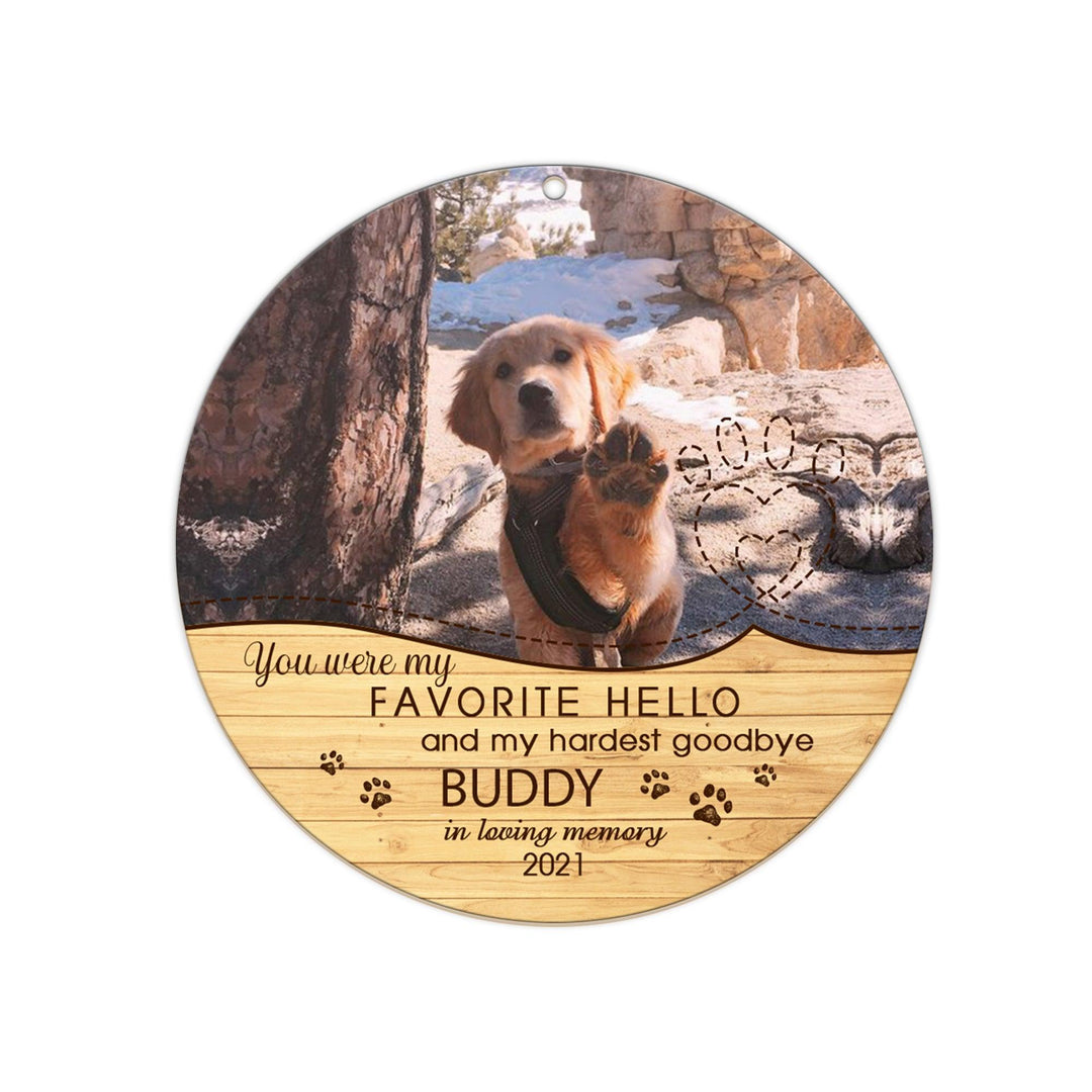 My Favorite Hello and My Hardest Goodbye - Dog Memorial Ornament