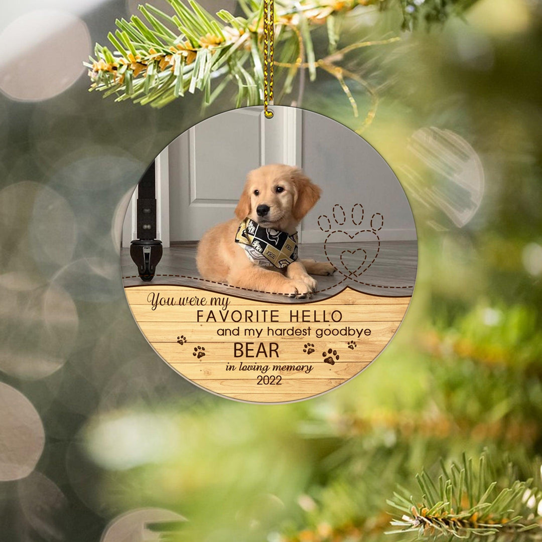 My Favorite Hello and My Hardest Goodbye - Dog Memorial Ornament