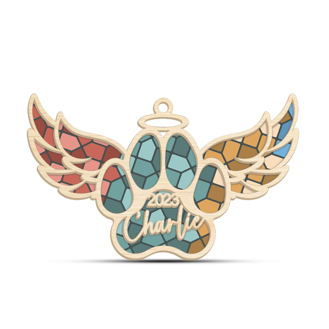 Paw With Wings - Suncatcher Dog Memorial Ornament