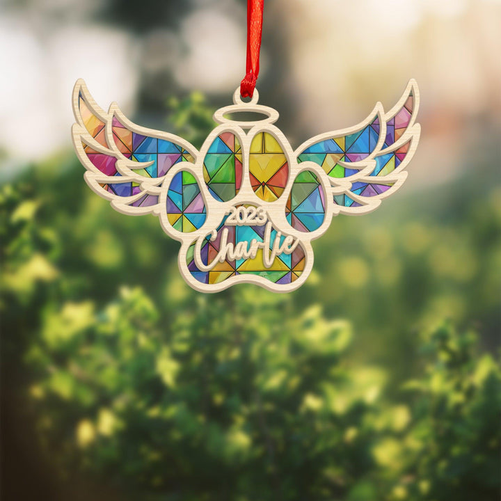 Paw With Wings - Suncatcher Dog Memorial Ornament