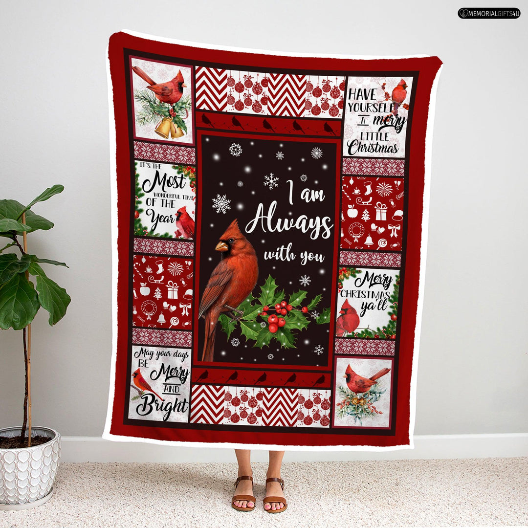 Red Cardinal I am always with you - sympathy gifts for loss of mother Fleece Blanket