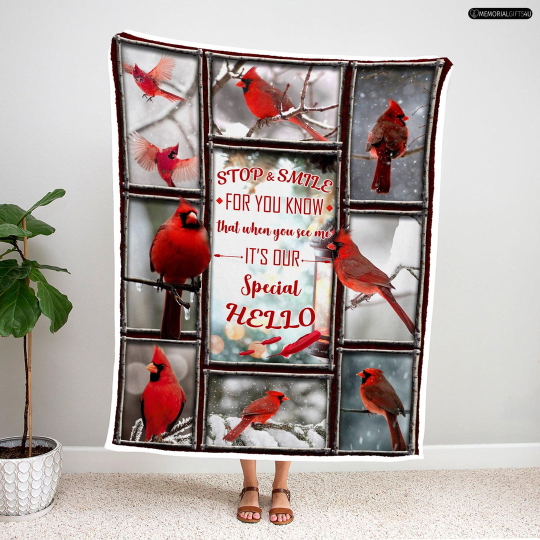 Red Cardinal Special Hello - sympathy gifts for loss of mother Fleece Blanket