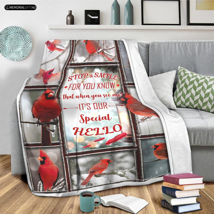 Red Cardinal Special Hello - sympathy gifts for loss of mother Fleece Blanket