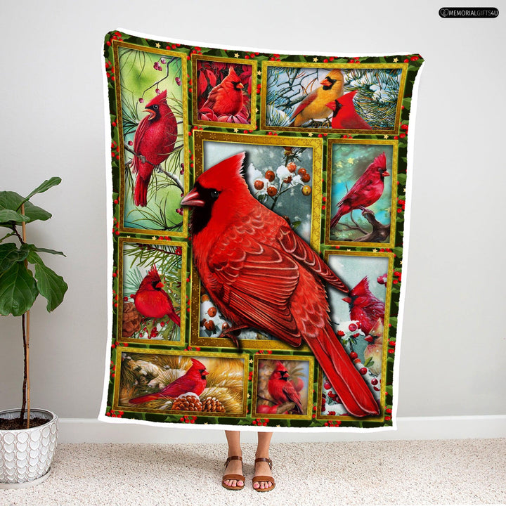 Red Cardinals Memorial Gifts For Loss of mother Fleece Blanket