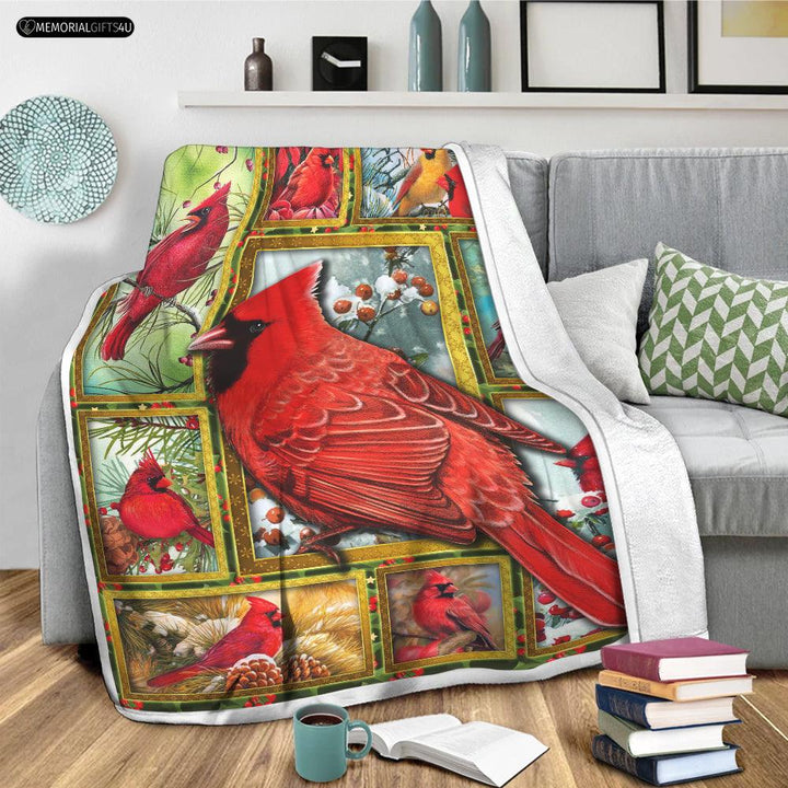 Red Cardinals Memorial Gifts For Loss of mother Fleece Blanket