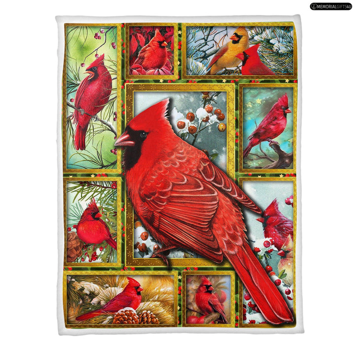 Red Cardinals Memorial Gifts For Loss of mother Fleece Blanket