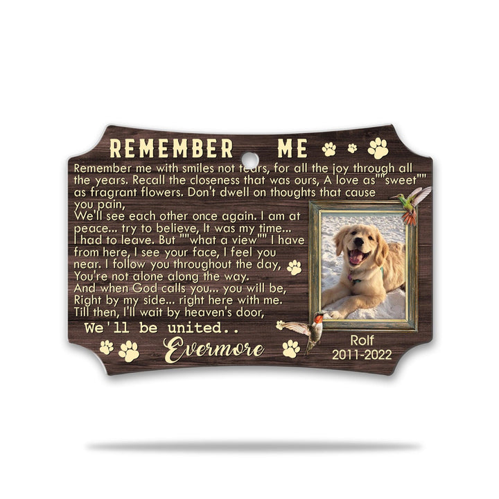 Remember Me - Scalloped Aluminum Dog Memorial Ornament