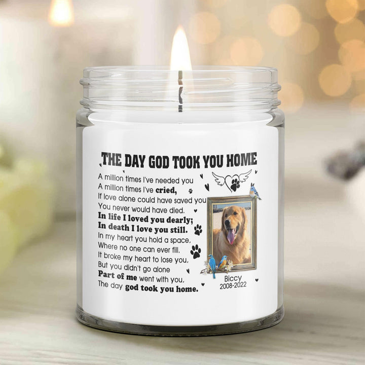 The Day God Took You Home - Personalized Dog Memory Candle