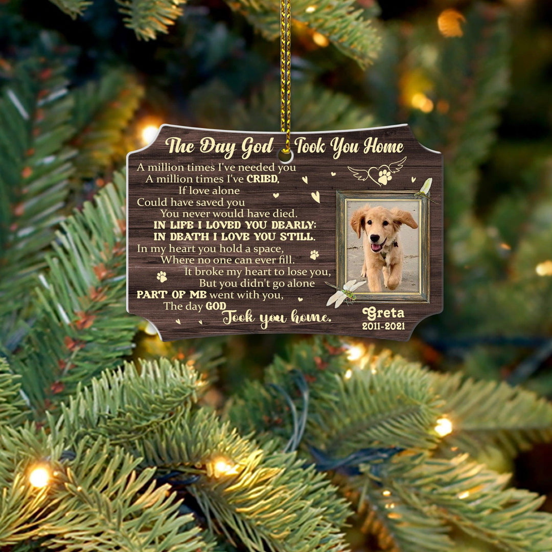 The Day God Took You Home - Scalloped Aluminum Dog Memorial Ornament