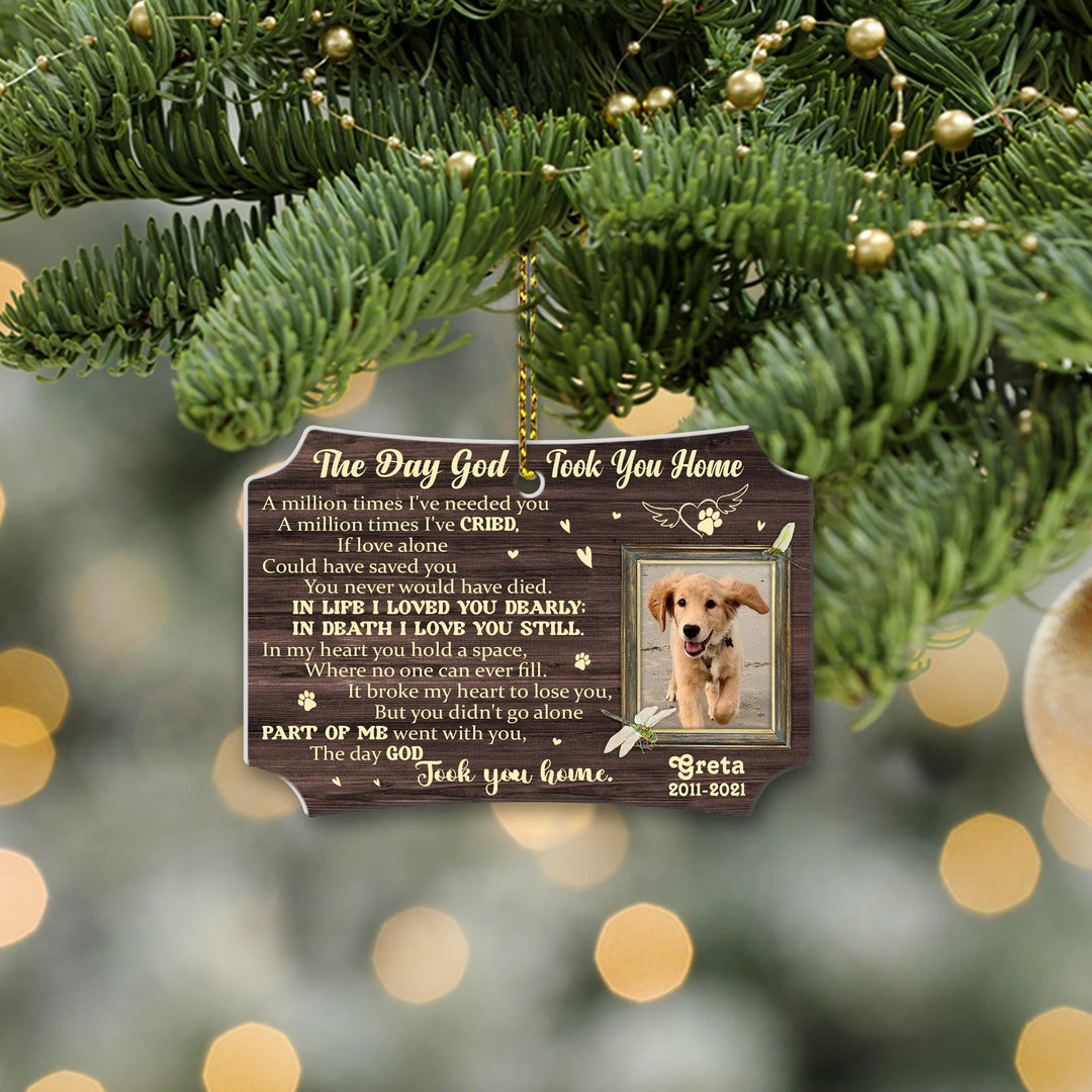 The Day God Took You Home - Scalloped Aluminum Dog Memorial Ornament