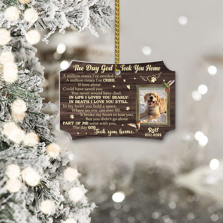 The Day God Took You Home - Scalloped Aluminum Dog Memorial Ornament