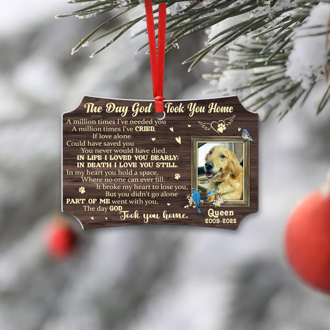 The Day God Took You Home - Scalloped Aluminum Dog Memorial Ornament