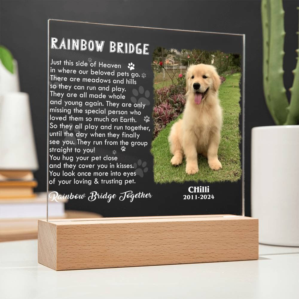 Rainbow Bridge Dog Memorial Gifts - Acrylic Square Plaque