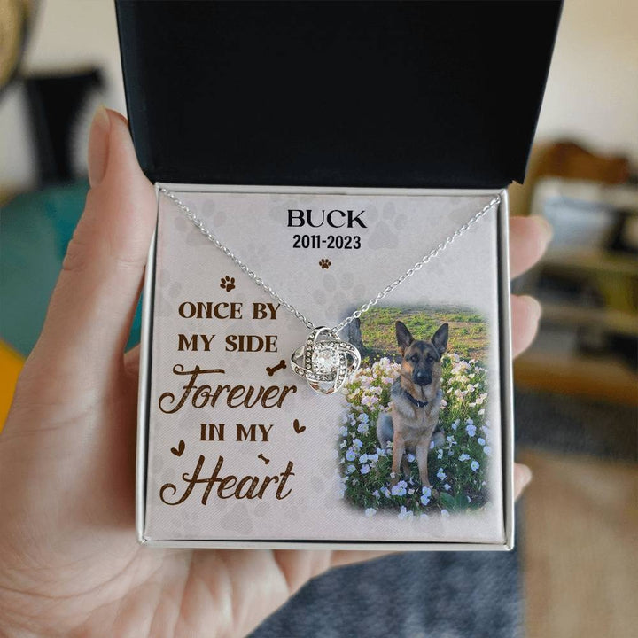 Once By My Side Forever In My Heart Dog Memorial Gifts - Message Necklace