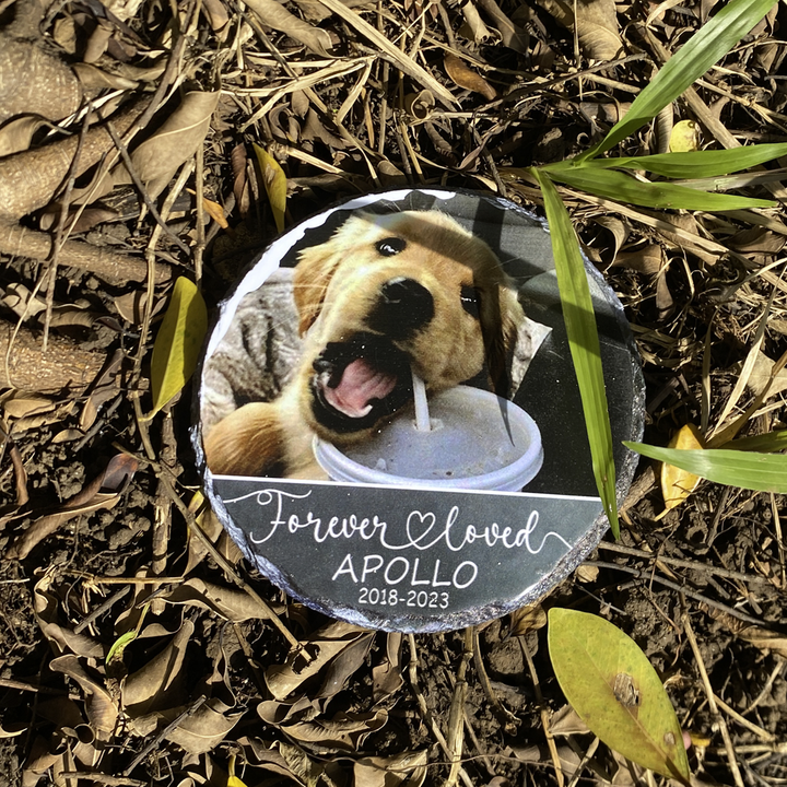 Dog Headstones, Dog Tombstone, Dog Gravestones, Personalized Dog Memorial Stone, Pet Memorial Gifts, Pet Loss Gifts, Pet Memorial Stones- Round Shape