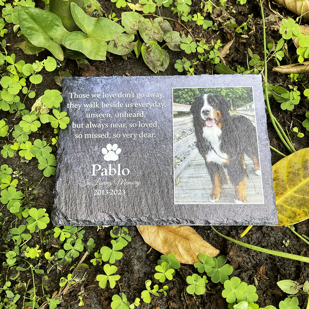 Those We Love Don't Go Away, They Walk Beside Us Every Day- Personalized Dog Memorial Stone