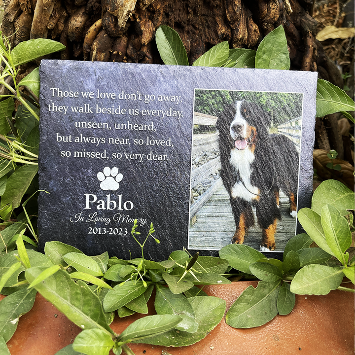 Those We Love Don't Go Away, They Walk Beside Us Every Day- Personalized Dog Memorial Stone