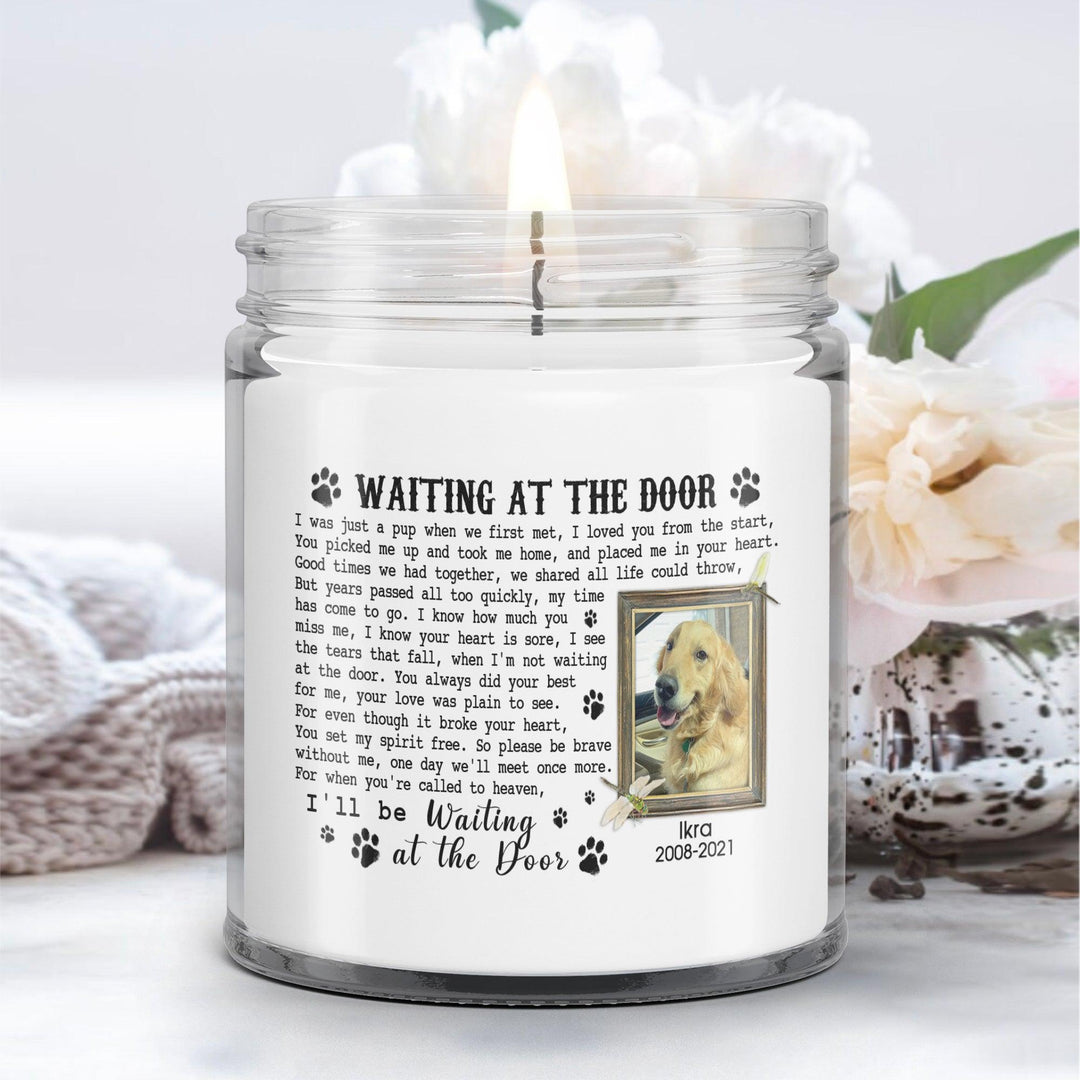 Waiting At The Door - Personalized Dog Memory Candle