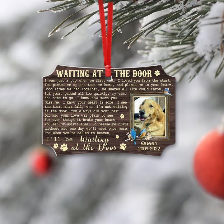 Waiting At The Door - Scalloped Aluminum Dog Memorial Ornament